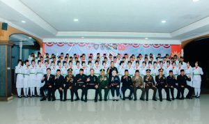 Foto bersama Bupati Kabupaten Mura, Hj Ratna Machmud dan Wabup Mura, H Suprayitno serta Forkompinda sekaligus Anggota Paskibraka Mura Tahun 2025 yang telah dikukuhkan, Jumat 15 Agustus 2025.